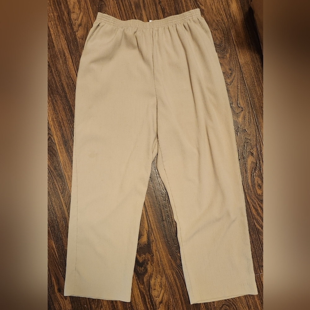 ALFRED  DUNNER Sz 16 Taupe Beige Tan Wide Leg Pants